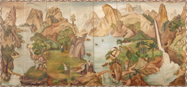 ⓒ백남순(1904-1994), "낙원", 1936년경, 캔버스에 유채; 8폭 병풍, 173x372cm.