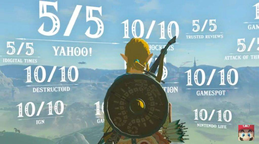 "브레스 오브 더 와일드"는 발미 이후 각종 유저 평가에서 만점을 받았다. 사진은 이 기록을 보여주는 공식 트레일러 ‘The Legend of Zelda: Breath of the Wild - Nintendo Switch Accolades Trailer’.ⓒNintendo 공식 유튜브 채널, 2017.04.15.
