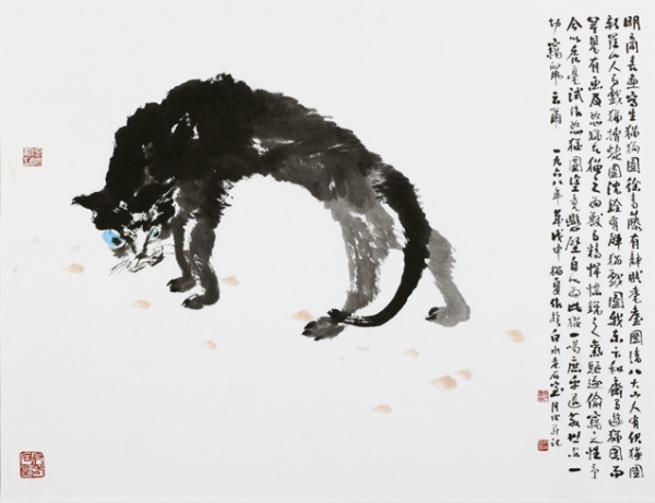 노묘, 1968, 65x85cm, 종이에 수묵, 이천시립월전미술관